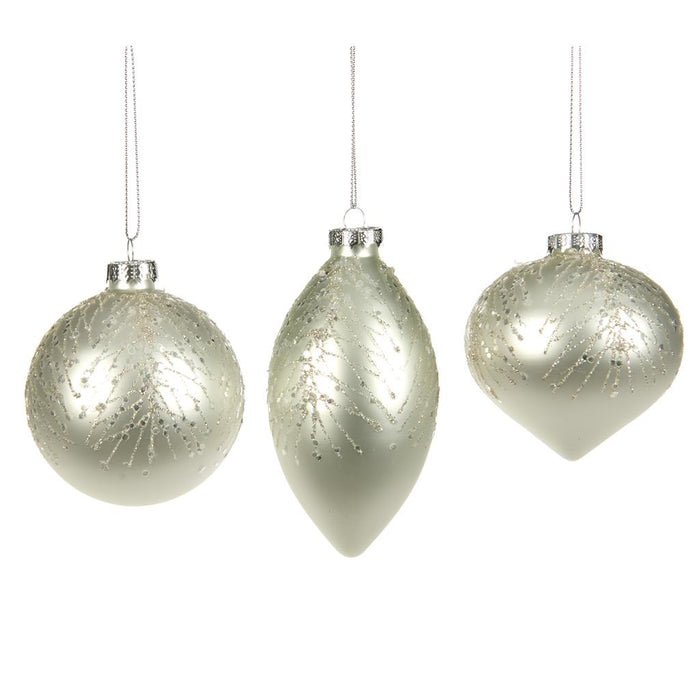 Goodwill Kerstbal Glas Wit-Zilver Assortiment van 3 stuks