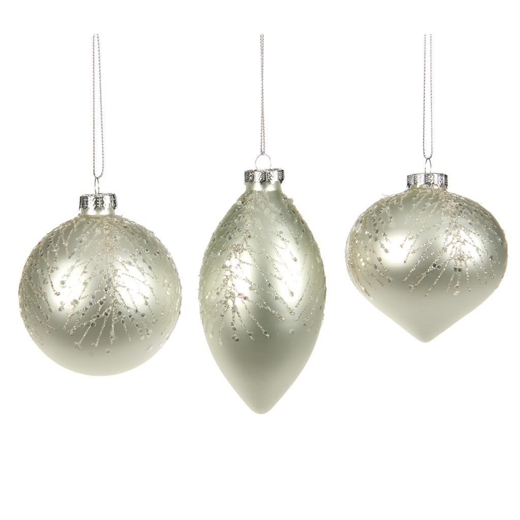 Goodwill Kerstbal Glas Wit-Zilver Assortiment van 3 stuks