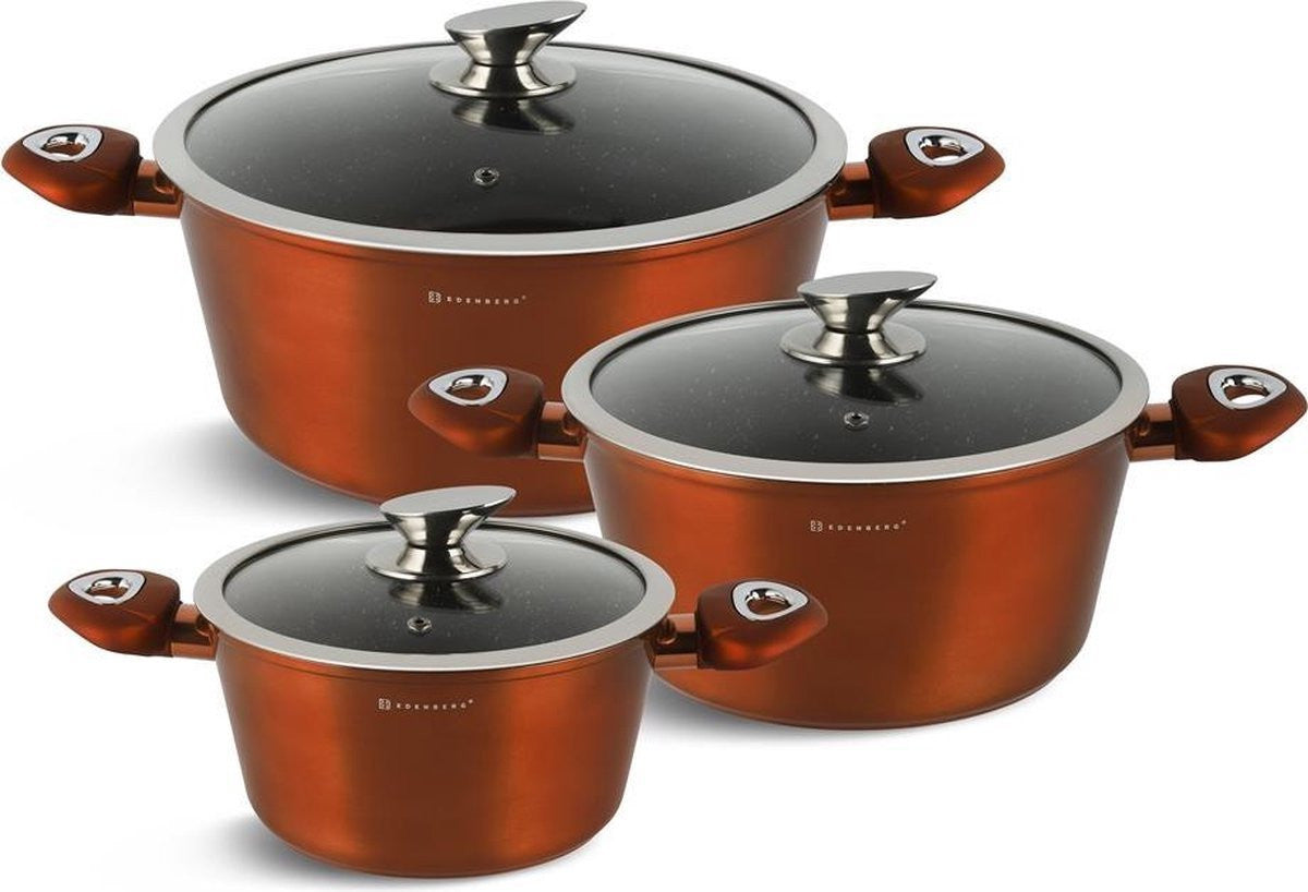 Edenberg Copper Line - 6-delige Luxe Pannenset van Gesmeed Aluminium