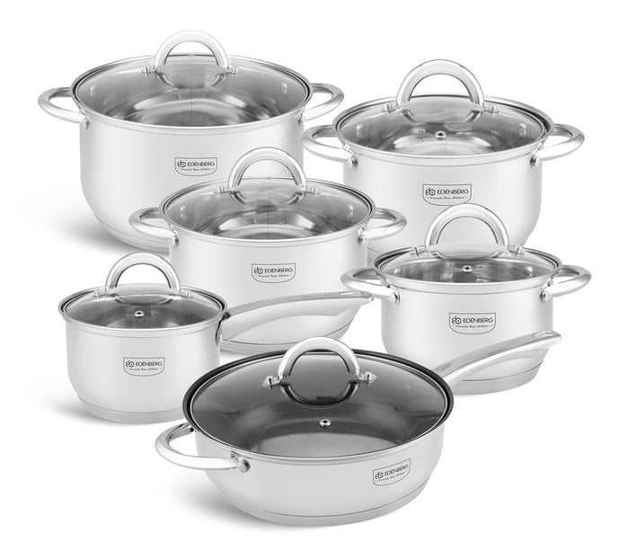 Edenberg Classic Line - Pannenset - RVS - 12 delig - Sandwichbodem
