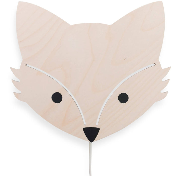 Houten wandlamp kinderkamer | Vos - blank