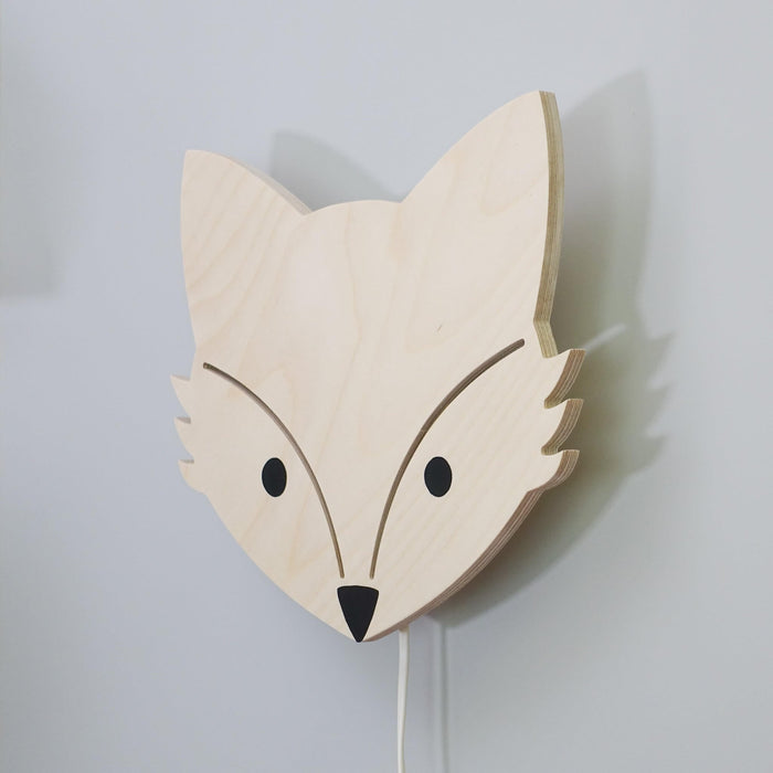Houten wandlamp kinderkamer | Vos - blank