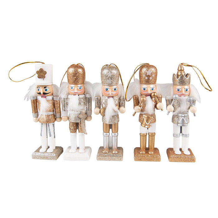 Clayre & Eef Hanger set van 5 Notenkraker 4x4x13 cm Goudkleurig