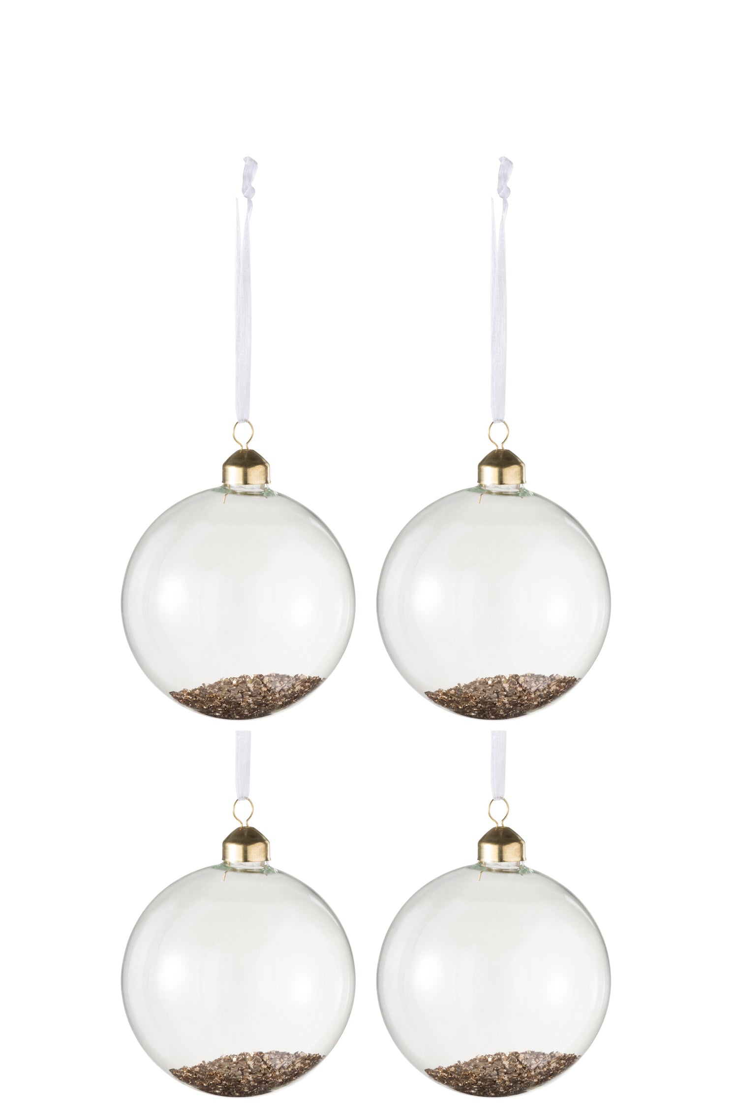 J-Line Kerstballen Transparant Goud S Set van 4