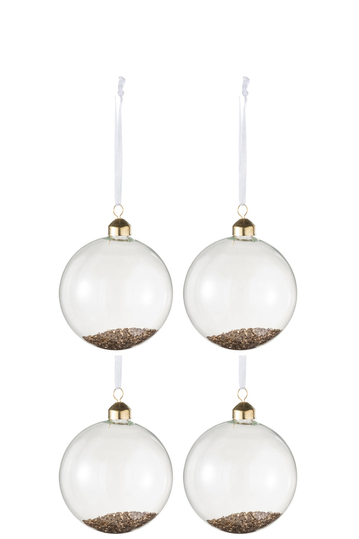J-Line Kerstballen Transparant Goud S Set van 4