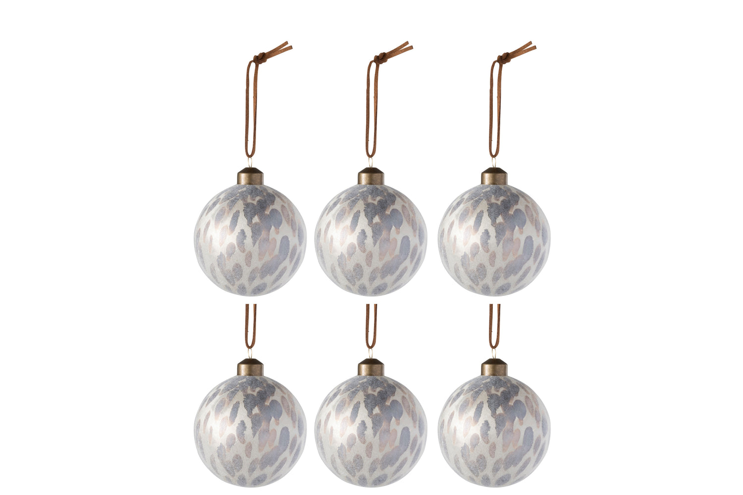 J-Line Kerstballen Luipaard Beige S Set van 6