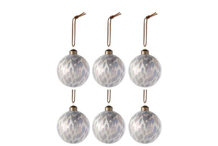 J-Line Kerstballen Luipaard Beige S Set van 6