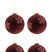 J-Line Kerstballen Bloemen Fluweel Bordeaux Medium Set van 4