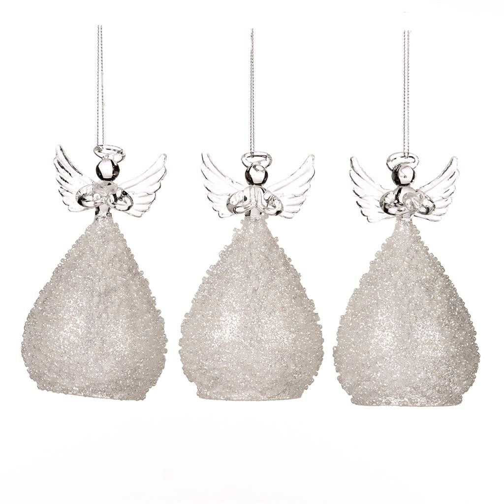 Goodwill Kerstengel Staand Glas Wit H 17 cm  Prijs Per Stuk