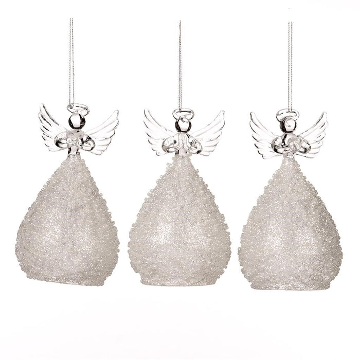 Goodwill Kerstengel Staand Glas Wit H 17 cm  Prijs Per Stuk