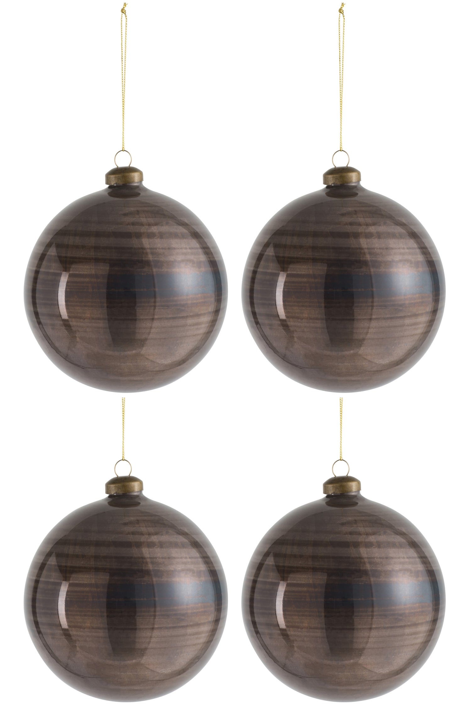 J-Line Kerstballen Antiek Bruin L Set van 4