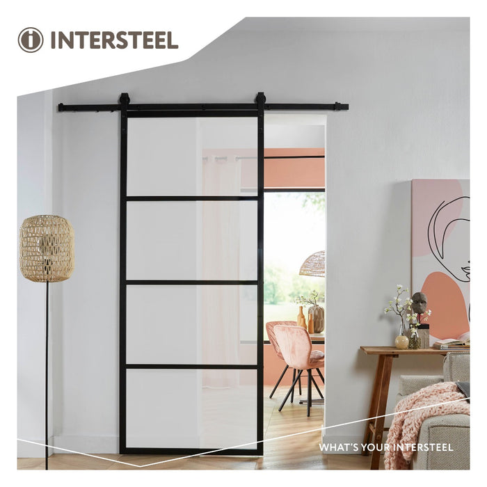 Intersteel DIY-schuifdeur Cubo zwart incl. matglas 2150x980x28mm +