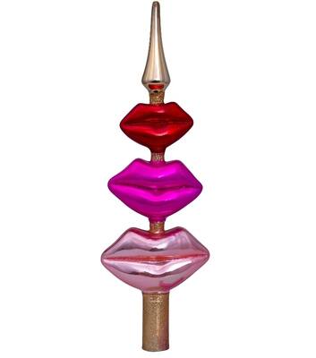 Vondels Glazen kerst decoratie piek met lippen H26cm