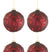 J-Line Kerstballen Glitter Blaadjes Rood Medium Set van 4