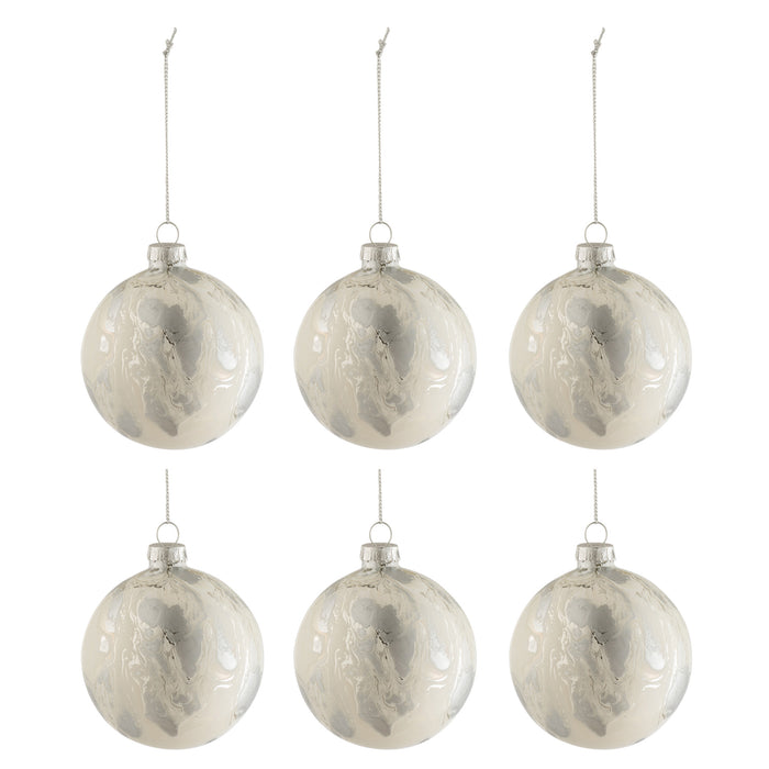 J-Line Kerstballen Marmerlook Small Set van 6