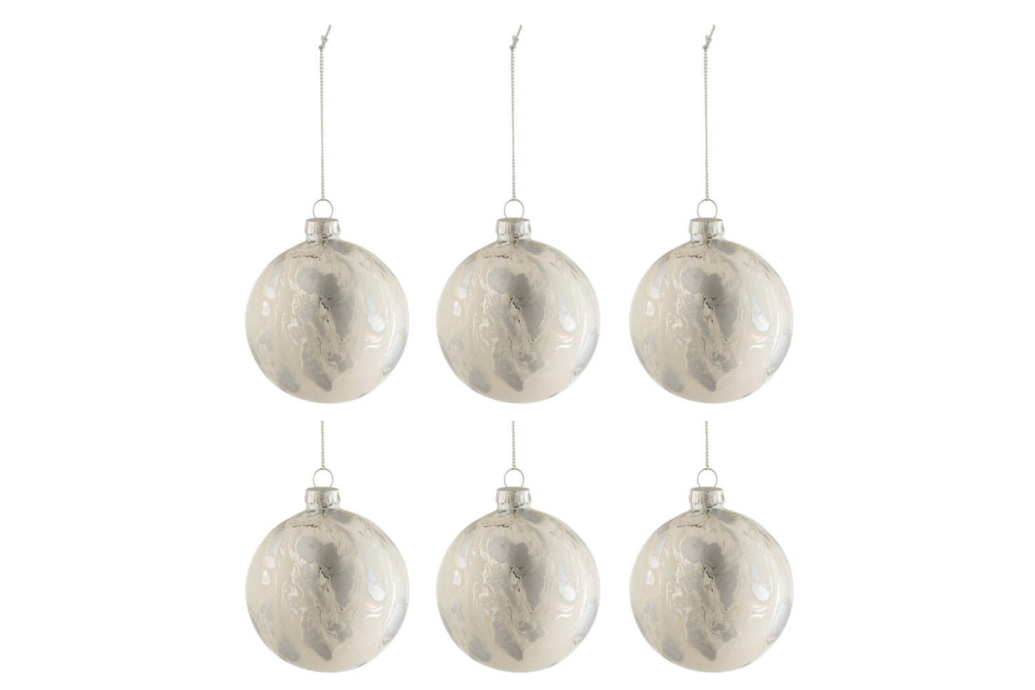 J-Line Kerstballen Marmerlook Small Set van 6