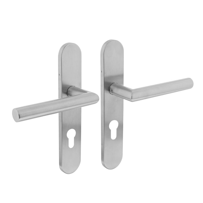 Intersteel Deurkruk Hoek 90° op op schild profielcilindergat 72 mm rvs