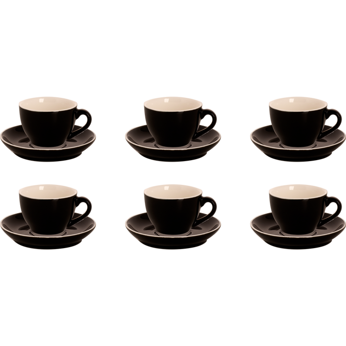 Palmer Cappuccinokop en schotel Colors 18 cl 14 cm Zwart  6 stuk(s)