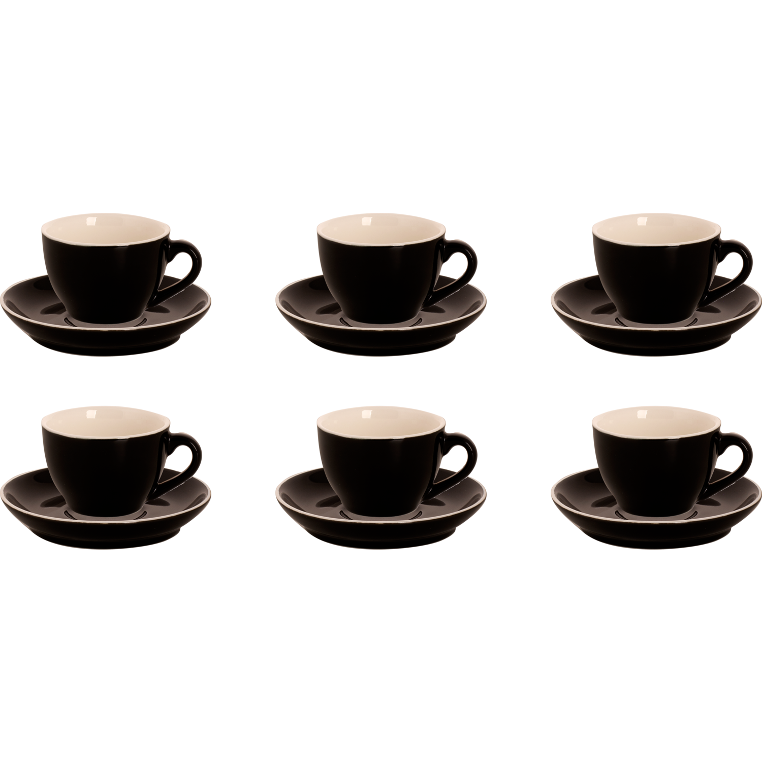 Palmer Cappuccinokop en schotel Colors 18 cl 14 cm Zwart  6 stuk(s)