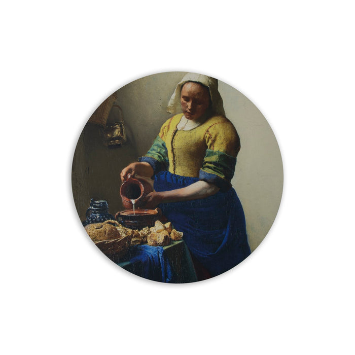 Art for the Home Het Melkmeisje - Canvas Rond - 70 cm in dm