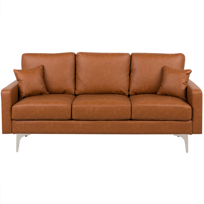 Beliani - GAVLE - Driezitsbank - Goudbruin - Kunstleer