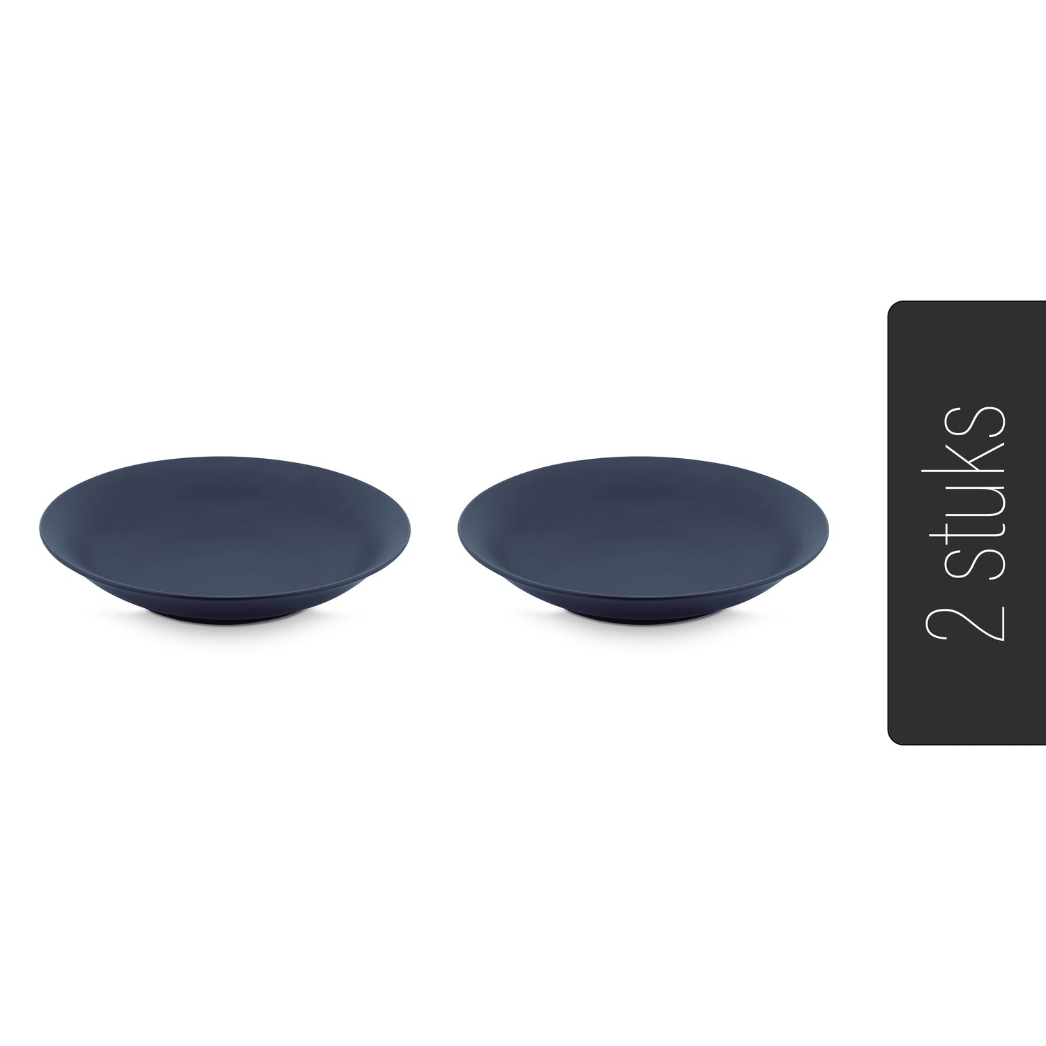 vtwonen Pasta Borden - Set van 2 - Mat blauw - Porselein - Ø 25.5