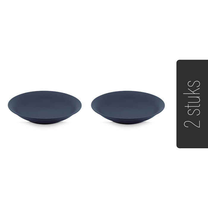 vtwonen Pasta Borden - Set van 2 - Mat blauw - Porselein - Ø 25.5