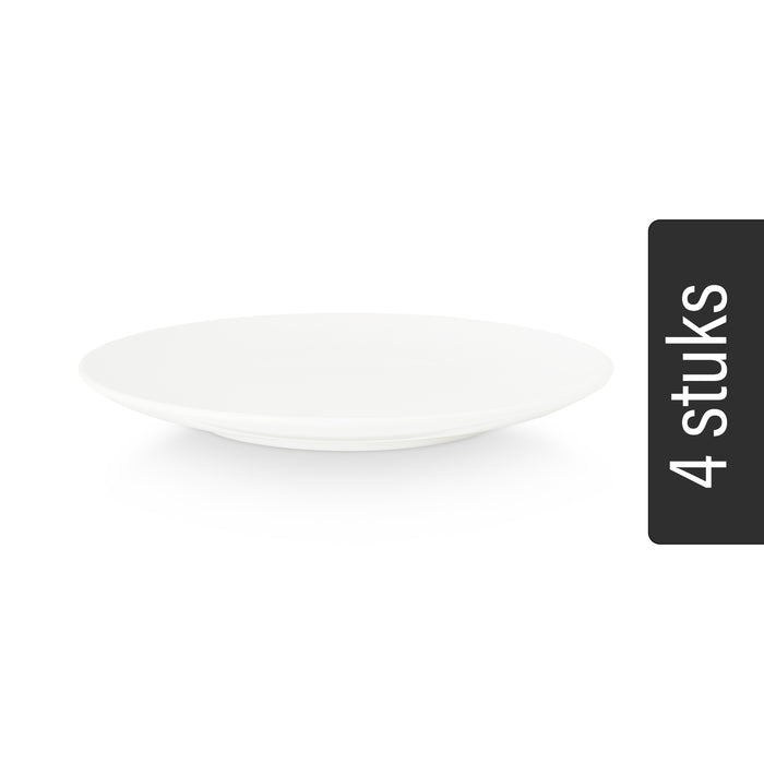 vtwonen Borden - Wit - Set van 4 - Porselein - Ø 25.5cm