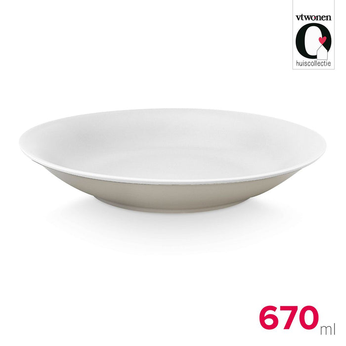 vtwonen Pastaborden - Set van 2 - Porselein - Grijs|Wit - Ø25.5cm