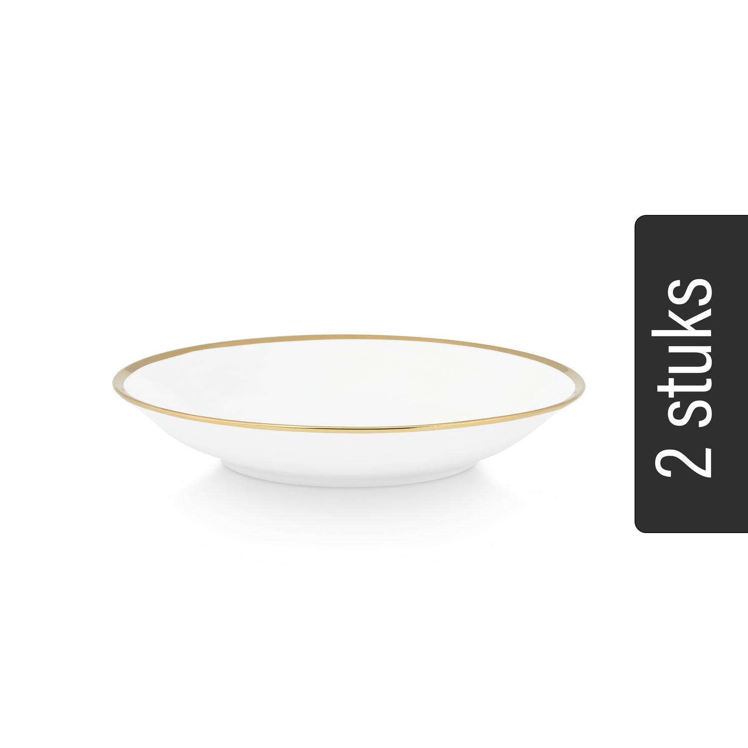 vtwonen Pasta Borden - Set van 2 - Wit|Goud - Porselein - Ø 25.5cm