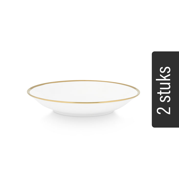 vtwonen Pasta Borden - Set van 2 - Wit|Goud - Porselein - Ø 25.5cm