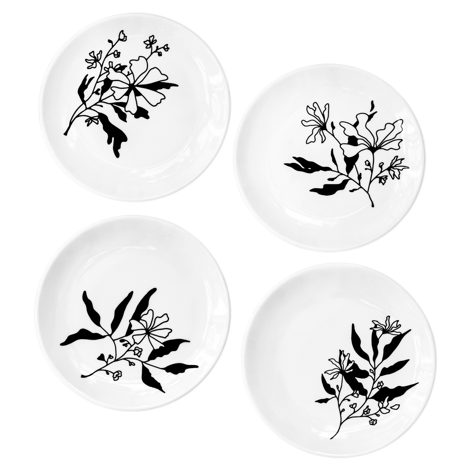 Bord aan Tafel Bloemen gebaksbordjes Ø 17 cm - Set van 4