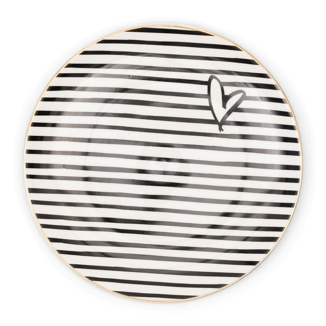 Riviera Maison Dots & Stripes Heart Cake Plate -  16.0x16.0x2.0 cm