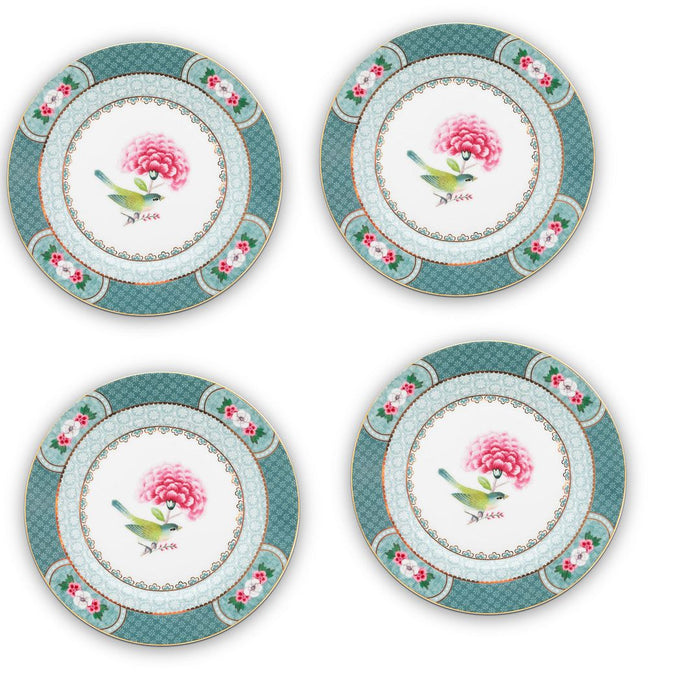 Pip Studio Borden - Set van 4 - Blauw - Blushing Birds - Ø17cm