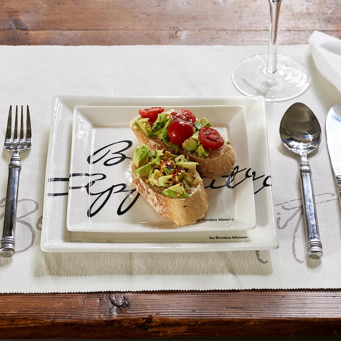 Riviera Maison dinerbord met tekst, avondeten - Buon Appetito - Wit