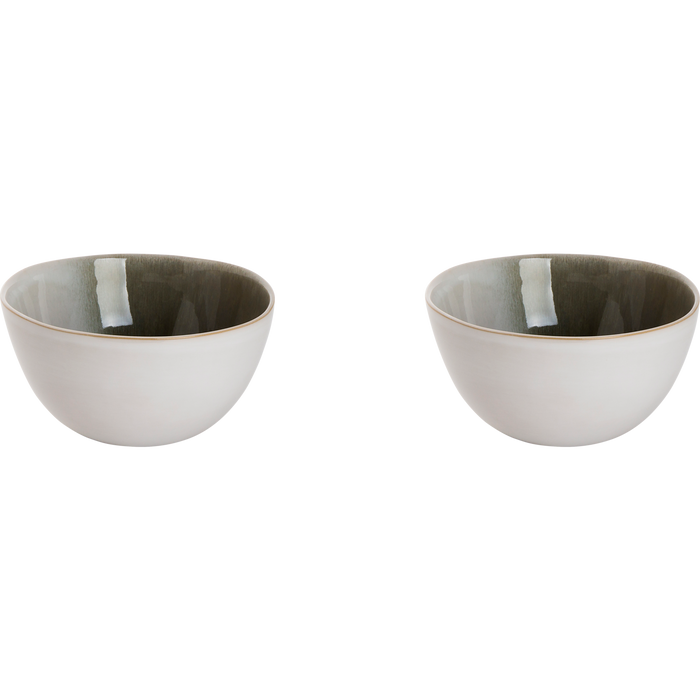 Palmer Schaal Nordic 15 cm 90 cl Wit Groen Stoneware 2 stuks