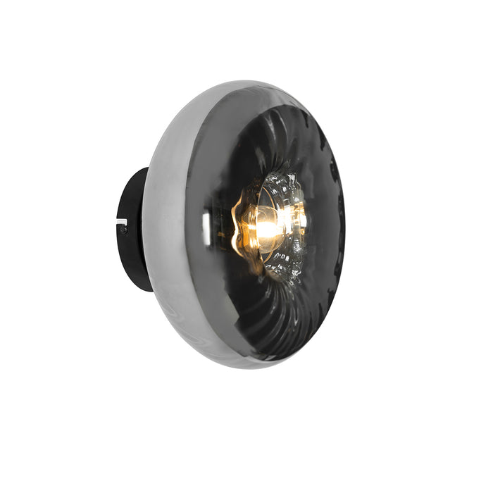 QAZQA Art Deco wandlamp zwart met smoke glas - Ayesha