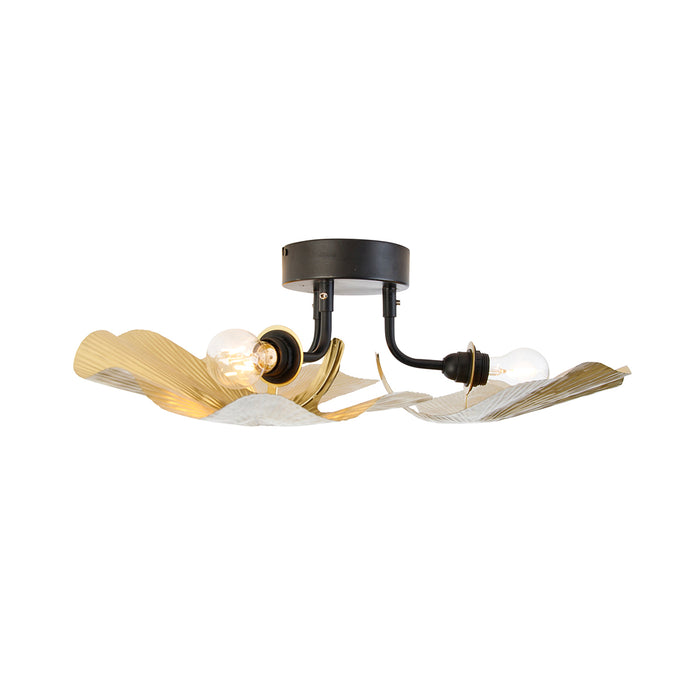 QAZQA Oosterse plafondlamp messing met zwart 3-lichts - Louka