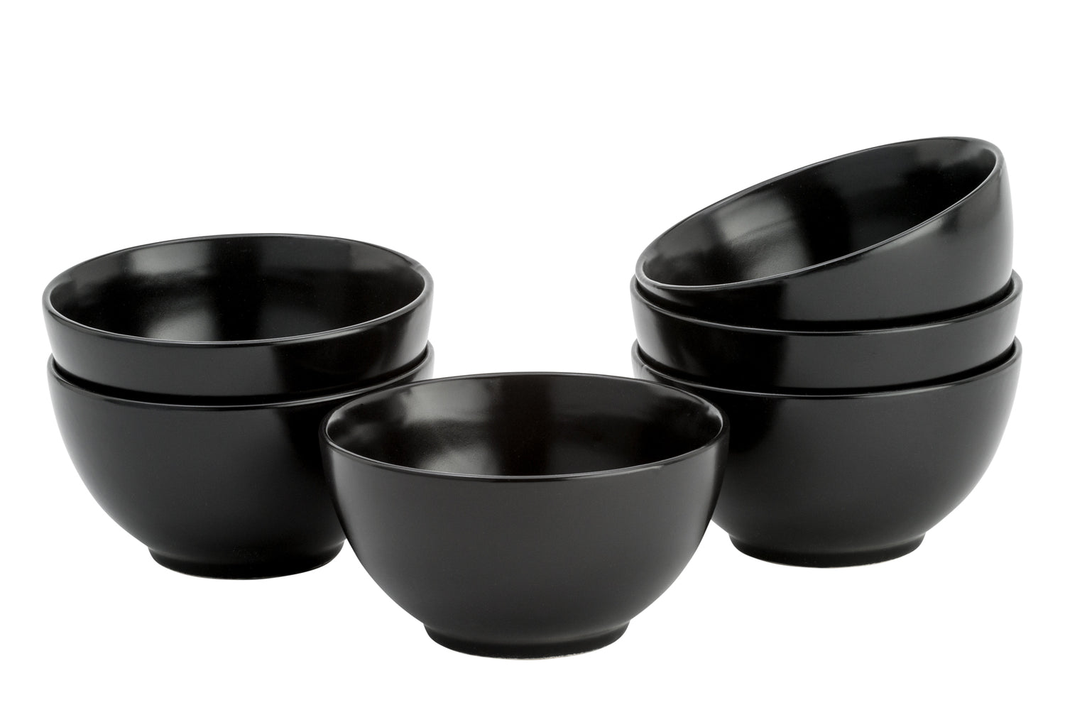 Lite-Body  - Hermes Kom 16 cm | 500 ml - Set van 6 - Rond - Zwart ma