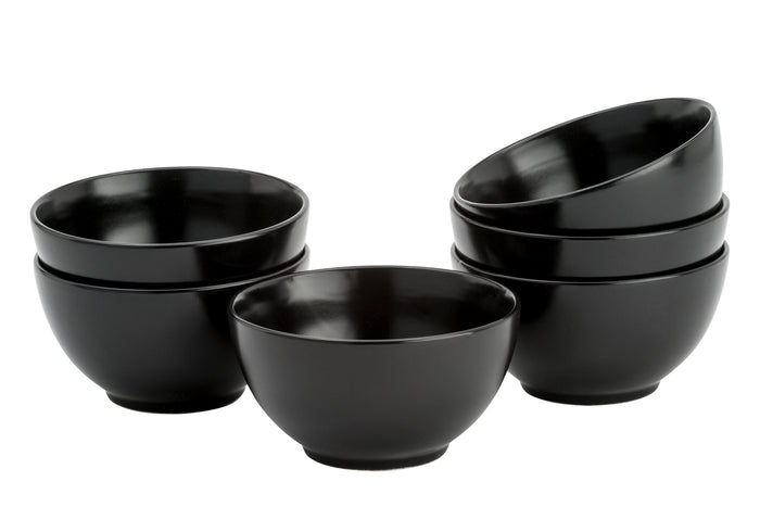 Lite-Body  - Hermes Kom 16 cm | 500 ml - Set van 6 - Rond - Zwart ma