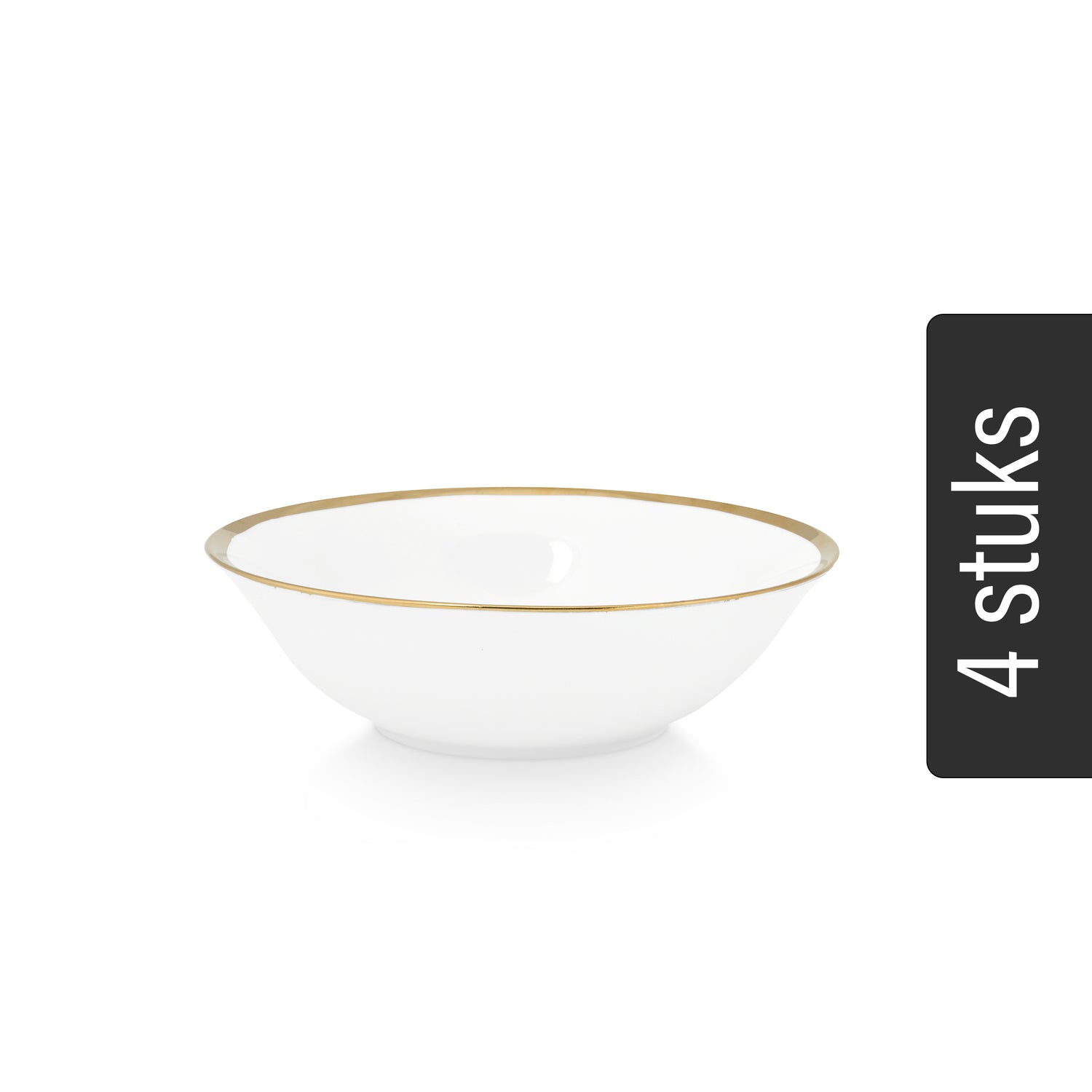 vtwonen Kommen - Set van 4 - Wit|Goud - Porselein - Ø 18cm
