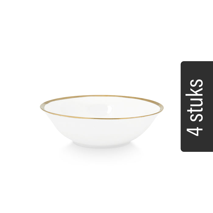 vtwonen Kommen - Set van 4 - Wit|Goud - Porselein - Ø 18cm