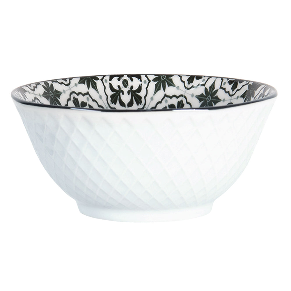 Clayre & Eef Soepkom  Ø 13 cm Wit Zwart Keramiek Rond Serveerkom