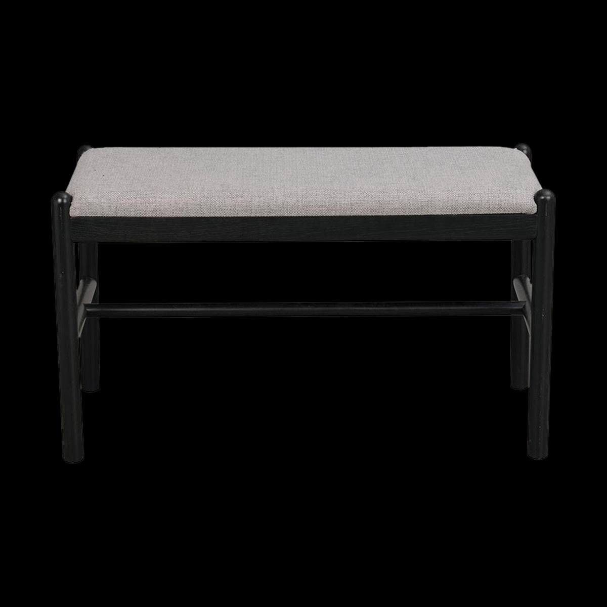 Rowico Home Milford eikenhouten bankje zwart - met zitkussen - 80 x 46