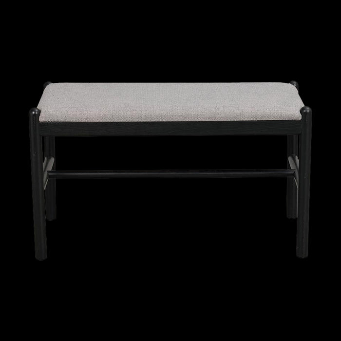 Rowico Home Milford eikenhouten bankje zwart - met zitkussen - 80 x 46