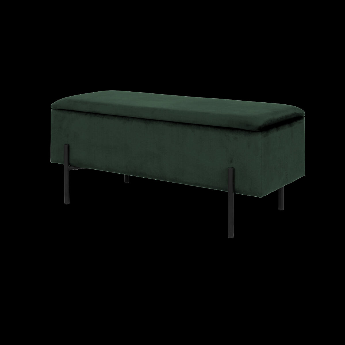 Artichok Marlou velvet bankje met opbergruimte donkergroen - 95 x 46