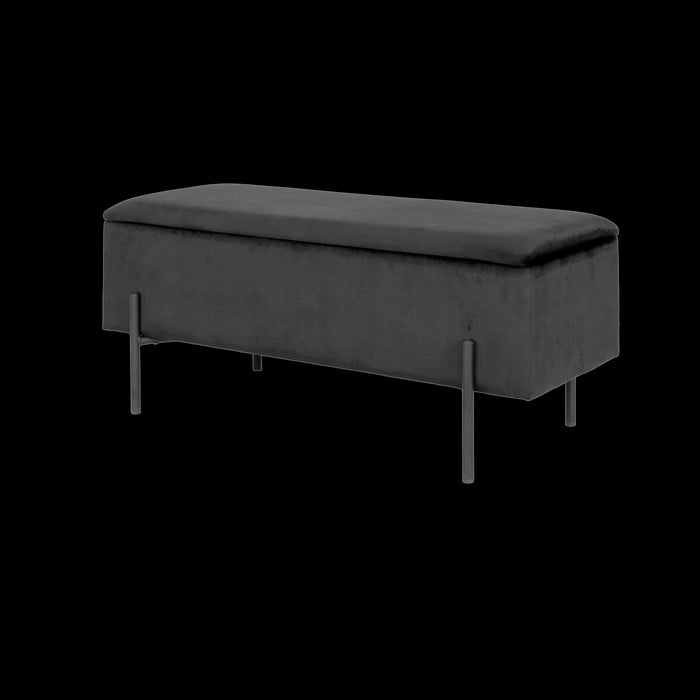 Artichok Marlou velvet bankje met opbergruimte zwart - 95 x 46 cm