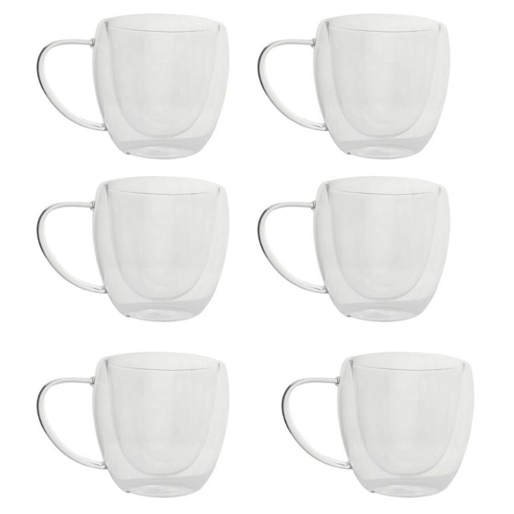 OTIX Dubbelwandige Glazen Koffietassen Koffieglazen Met Oor 6 stuks...