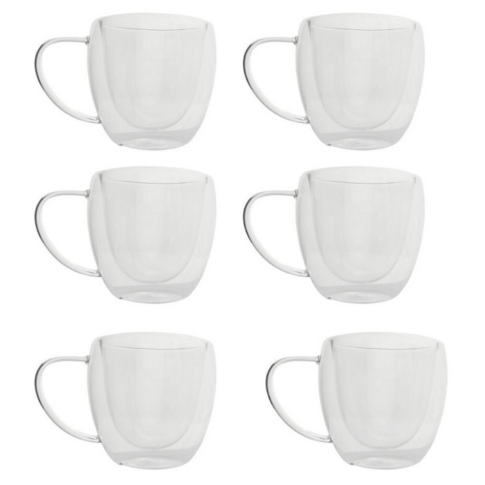 OTIX Dubbelwandige Glazen Koffietassen Koffieglazen Met Oor 6 stuks...