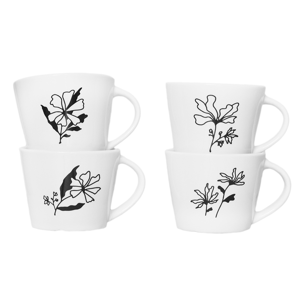 Bord aan Tafel Bloem Koffie kopjes - 4st.